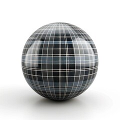 A glossy black sphere with a grid pattern, showcasing a modern design aesthetic. isolated on white background
