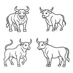 Bull Vector Illustrations  Set