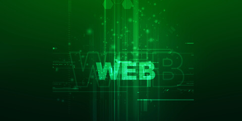 2D illustration Web against glowing technological background
