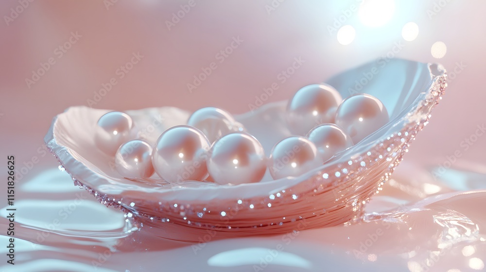 Poster Pearls Resting Inside A Delicate Shell