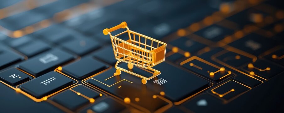 Digital shopping cart online transaction on keyboard environment