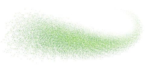 Green glitter splash, shiny stardust explosion, shimmering splash effect, festive particles. Vector illustration.