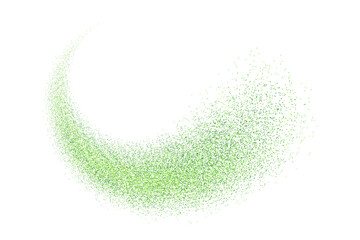 Green glitter splash, shiny stardust explosion, shimmering splash effect, festive particles. Vector illustration.
