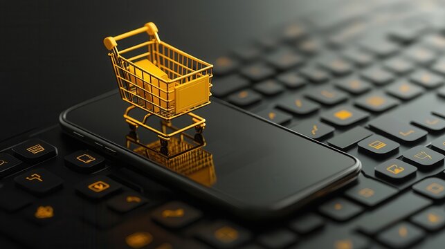 Digital shopping cart online transaction on keyboard environment