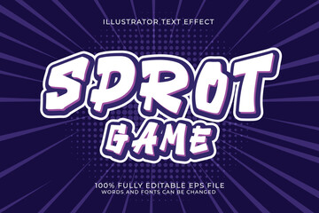 Sport Game editable text effect with 3d style. Text emblem for advertising, branding, business logo