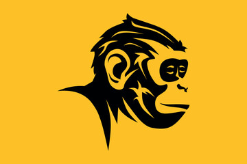 Monkey head drawing vector illustration. Monkey logo design character mascot icon vector modern illustration.