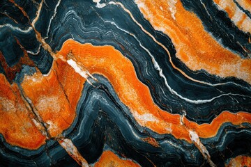 Abstract Orange and Black Marble Texture