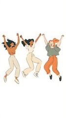 Group of people jumping for joy, a flat vector illustration on a white background
