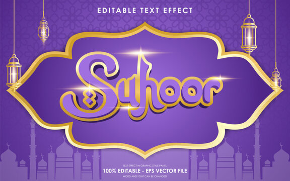 Editable Ramadan Suhoor Text Effect with islamic background