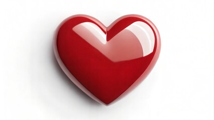 Obraz premium Glossy red heart symbol, romantic atmosphere, simple design, white background, copy space