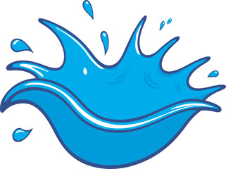 Cartoon blue water splash vector. Blue water splash on white background 