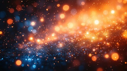 Fototapeta premium Abstract background with blue and orange bokeh lights.