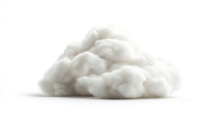 Cotton wool isolated against a white background, creating a clean and simple composition. This cotton wool image emphasizes texture and softness, ideal for various design needs.