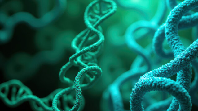 A microscopic view of the active pharmaceutical ingredient of Semaglutide with a greenish hue to represent its molecular structure.