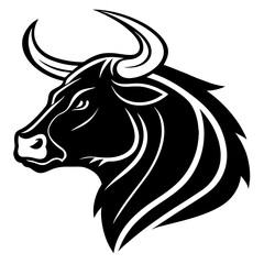 bull head silhouette vector illustration, logo type
