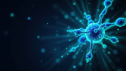 A digital illustration showing a close-up view of a human cell with Semaglutide highlighted.