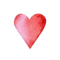Heart shape created with watercolor technique demonstrating vibrant shades of red and pink tones