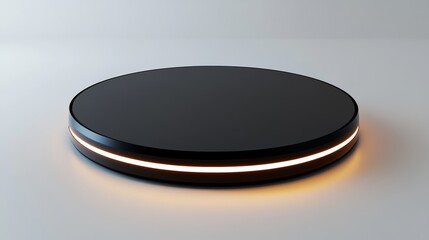 A minimalist wireless charging pad, featuring a sleek design and a subtle glow when in use, isolated on a grey background