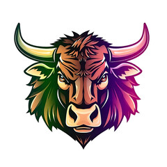 Obraz premium An elegant bull head silhouette icon set against a clean white backdrop