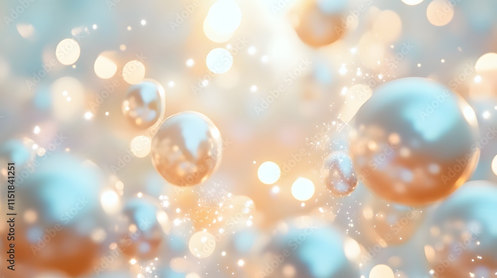 Poster abstract image of shimmering spheres and soft lights