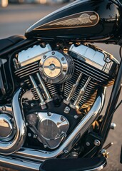Fototapeta premium motorcycle engine close up 