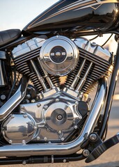 Fototapeta premium Compact and powerful engine, often with single, twin, or multi-cylinder configurations, featuring components like pistons, crankshaft, and valves. It can be a 2-stroke or 4-stroke engine depending on 