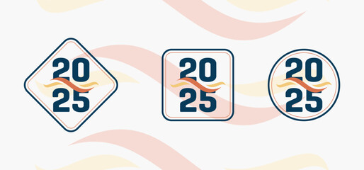 New Year 2025 logo collection. Design of the number of years. Design elements for greeting cards, invitations, calendars, etc. Vector illustration.