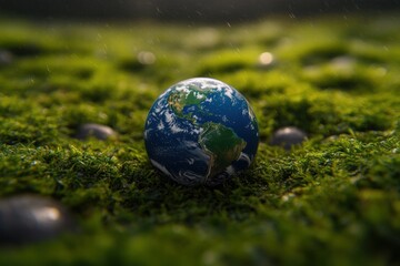 Earth on Moss in the Rain