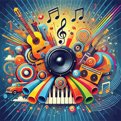 background music, illustration, colorful