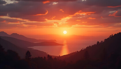 Obraz premium sunset in the mountains