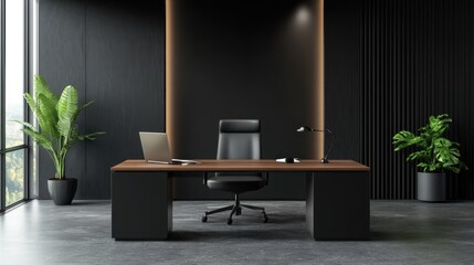 Modern Dark Executive Office Interior Design