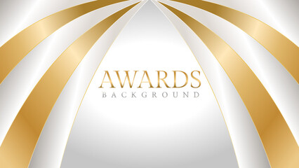 Awards background with gold and silver ribbons, perfect for ceremonies, certificates, presentations, and promotions. Modern and luxurious design exuding prestige and professionalism