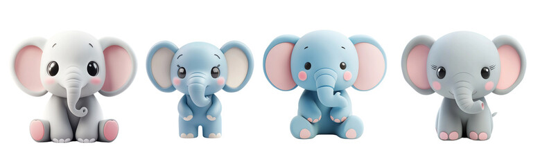 Naklejka premium 3D elephant icon, cute ears, cheerful, transparent background.