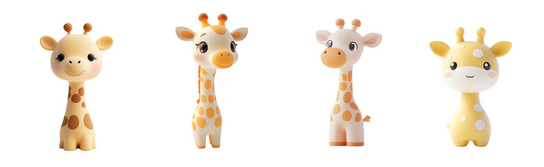Fototapeta premium 3D giraffe icon, long neck, adorable spots, transparent background.