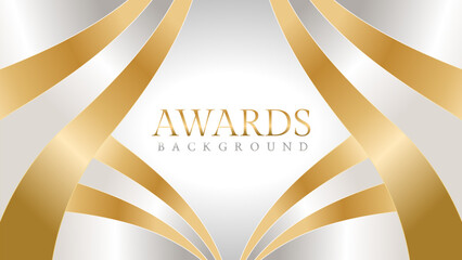 Awards background with gold and silver ribbons, perfect for ceremonies, certificates, presentations, and promotions. Modern and luxurious design exuding prestige and professionalism