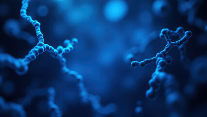 Fototapeta premium A microscopic view of semaglutide molecules with a blurred background emphasizing the drug's molecular structure.