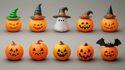 halloween pumpkins set
