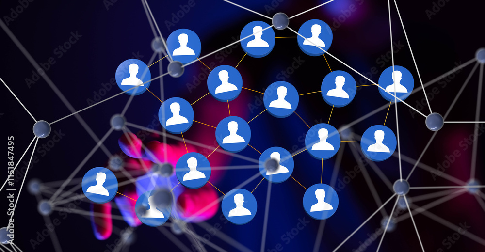 Poster global network. blockchain. 3d illustration. neural networks and artificial intelligence. abstract