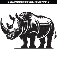 Fototapeta premium Rhinoceros silhouette, high quality editable vector