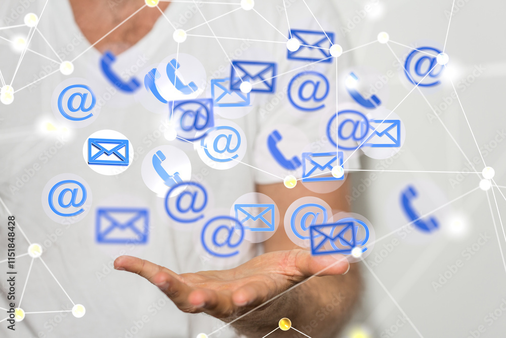 Aufkleber Online people network. Using internet for communication..
