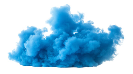 Blue smoke cloud isolated on white and transparent background