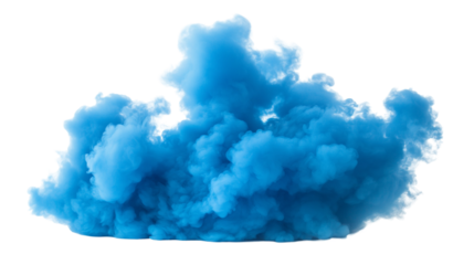 Blue smoke cloud isolated on white and transparent background