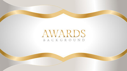 Awards background with gold and silver ribbons, perfect for ceremonies, certificates, presentations, and promotions. Modern and luxurious design exuding prestige and professionalism