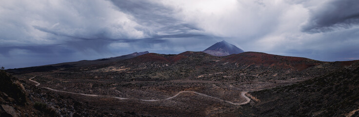 Storm Dorothea arriving at Teide National Park on the island of Tenerife.