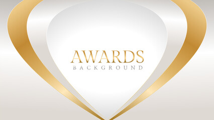 Awards background with gold and silver ribbons, perfect for ceremonies, certificates, presentations, and promotions. Modern and luxurious design exuding prestige and professionalism
