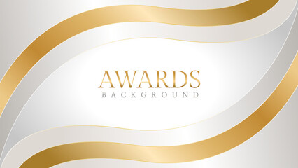 Awards background with gold and silver ribbons, perfect for ceremonies, certificates, presentations, and promotions. Modern and luxurious design exuding prestige and professionalism