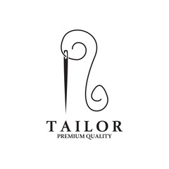 Fototapeta premium Tailor logo icon illustration template combination of buttons for clothes, thread and sewing machine, for clothing product design