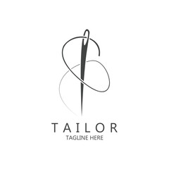 Tailor logo icon illustration template combination of buttons for clothes, thread and sewing machine, for clothing product design