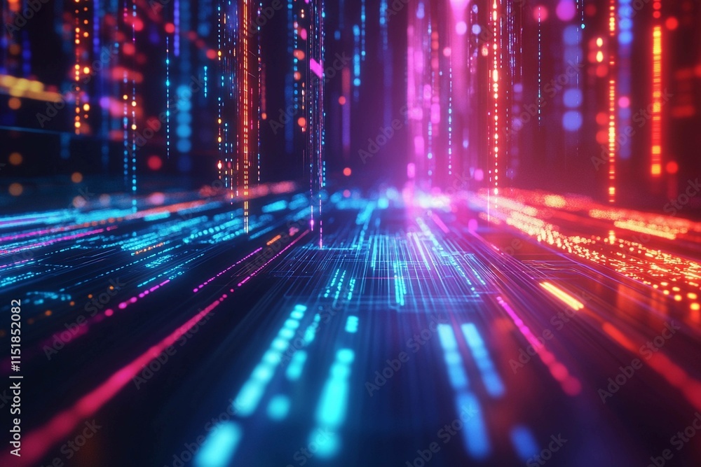Poster dynamic abstract background showcasing vibrant data waves in motion. generative ai