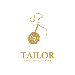 Tailor logo icon illustration template combination of buttons for clothes, thread and sewing machine, for clothing product design